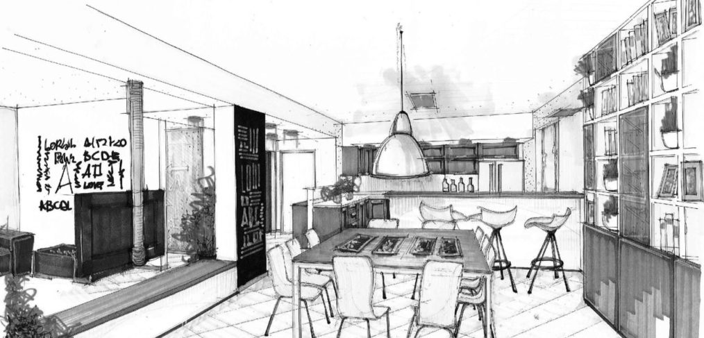 cucina e soggiorno open space